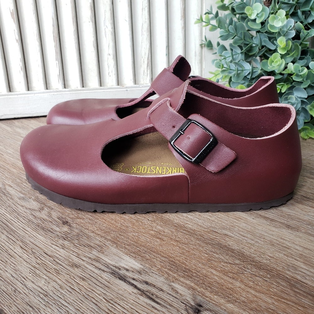 Birkenstock London Maroon Leather Clog Shoes Made In Germany Size 39 M6L8